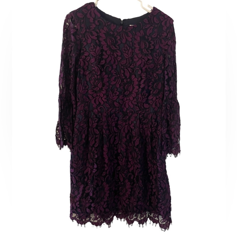 Eliza J Floral Lace Overlay Dress Purple 10